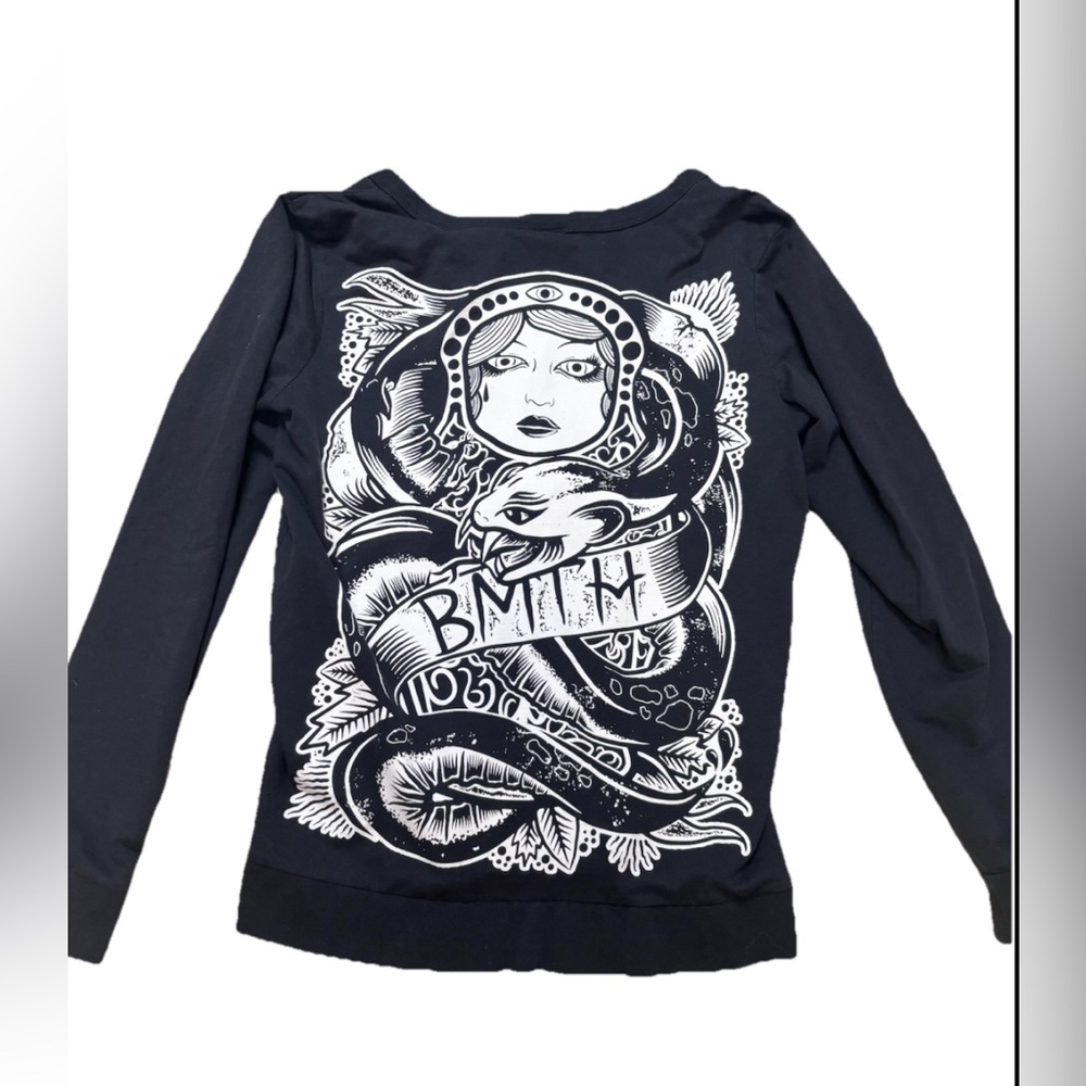 bring me the horizon Women’s Cardigan Size Med Rock Band Shirt Black Graphic
